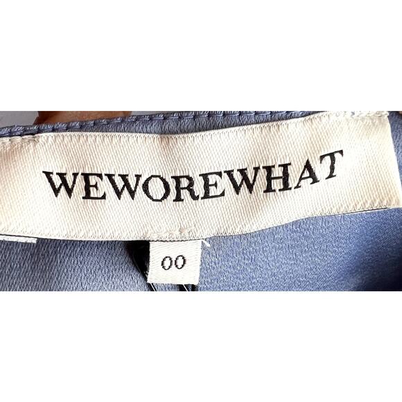 WeWoreWhat Slate Blue Midi Dress Size 00 Revolve Cowl Satin Charmeuse NEW Flirty - Picture 4 of 14